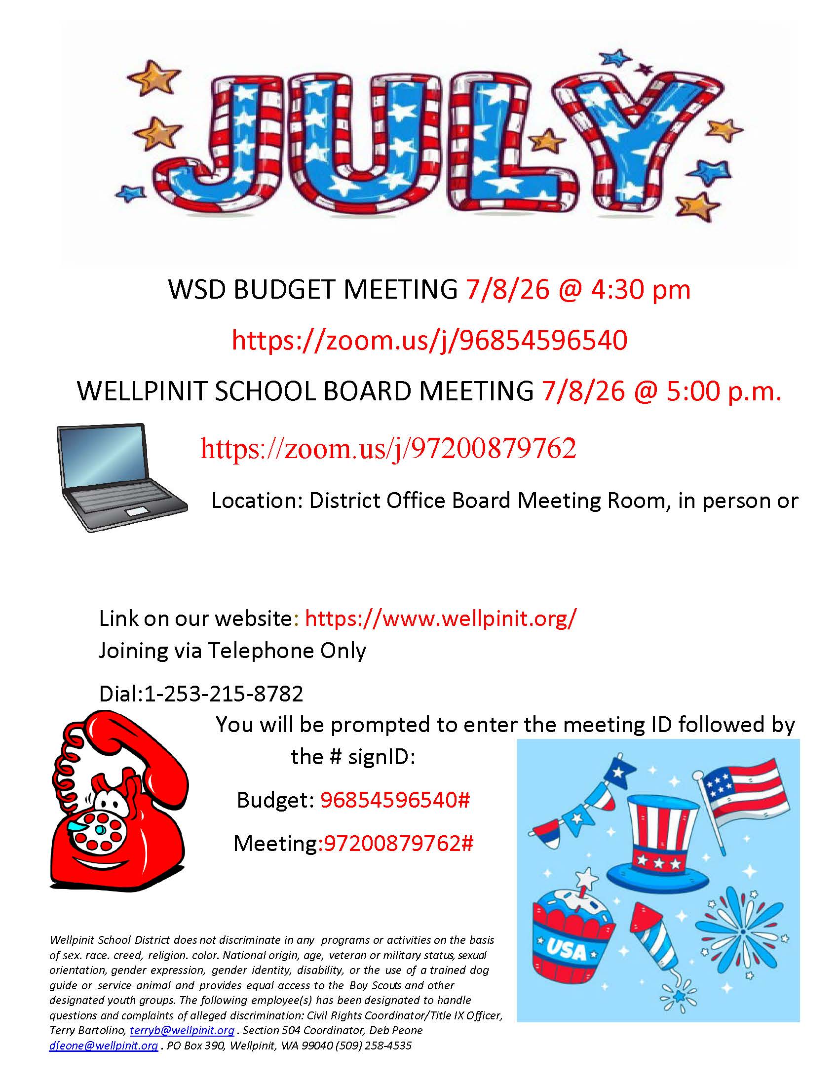 July School Board Budget Meeting